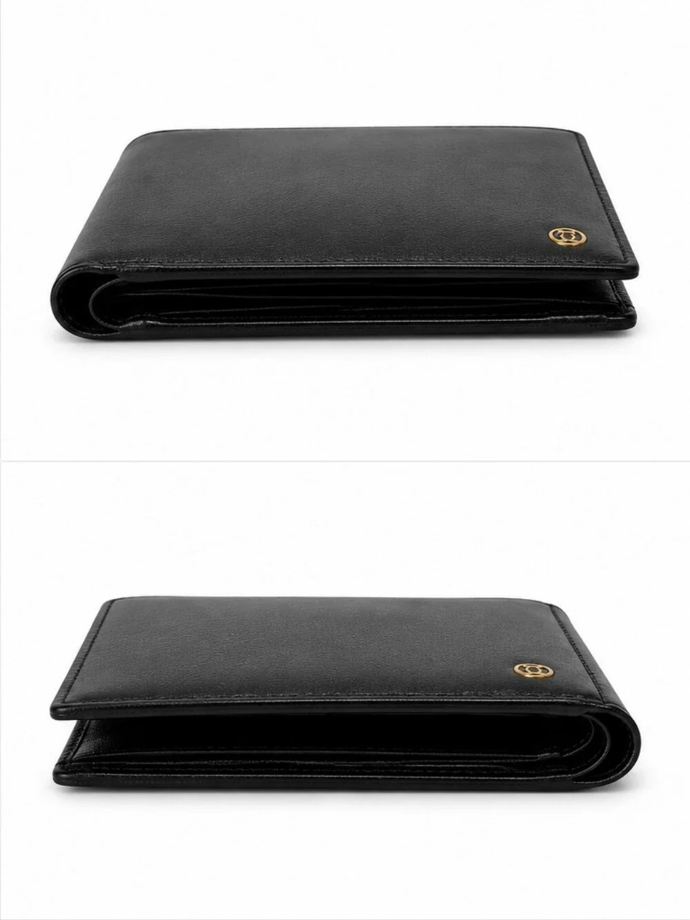 Cartier Black Leather Bifold Wallet with Gold Logo